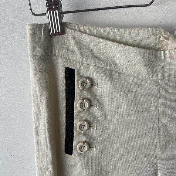 Anthropologie Leifsdottir Pant Womens 4 Cream Black Lace Wide Leg Coastal Sailor - Picture 4 of 9